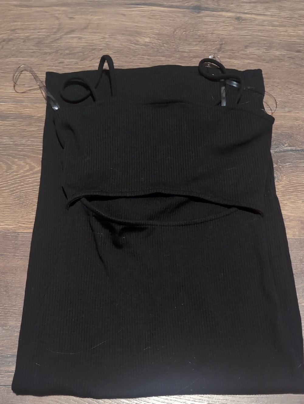 Black Strapless Rib Knit Women’s Dress